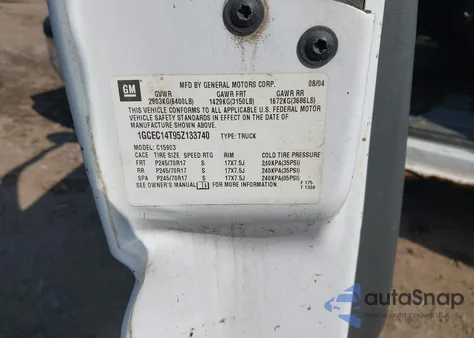 2005 Chevrolet Silverado 1500 Work Truck из США, поврежденный, VIN 1GCEC14T95Z133740